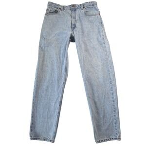 Vintage Levis 550 Relaxed Fit Tapered Leg Light Wash Blue Denim Jeans Mens 35x31